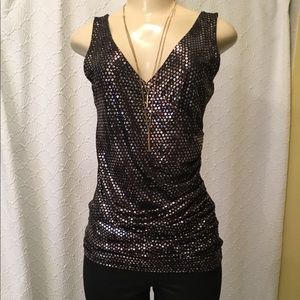 Black Express Silver Sequin sleeveless top